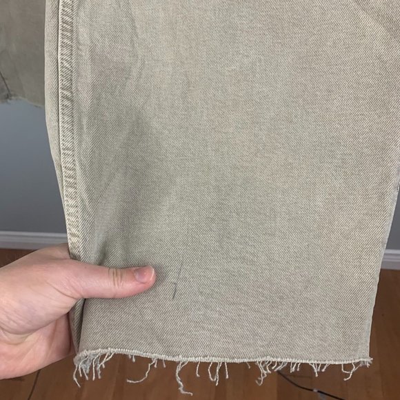Banana Republic Womens High Rise Wide Leg Crop Brown Tan Fray Hem Cotton 31 L - Picture 3 of 13